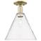 Arcadia Berkshire Glass 12"W Brass Semi.Flush Mount With Clear Shade
