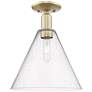 Arcadia Berkshire Glass 12"W Brass Semi.Flush Mount With Seedy Shade