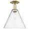 Arcadia Berkshire Glass 12"W Brass Semi.Flush Mount With Seedy Shade