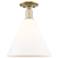 Arcadia Berkshire Glass 12"W Brass Semi-Flush w/ Matte White Shade
