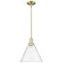 Arcadia Berkshire Glass 12"W Brass Stem Mini Pendant w/ Clear Shade