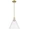 Arcadia Berkshire Glass 12"W Brass Stem Mini Pendant w/ Clear Shade
