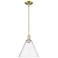 Arcadia Berkshire Glass 12"W Brass Stem Mini Pendant w/ Seedy Shade