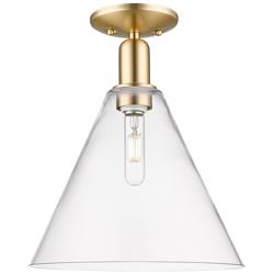 Arcadia Berkshire Glass 12"W Bronze Semi.Flush Mount w/ Clear Shade