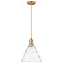 1_Arcadia Berkshire Glass 12"W Brushed Brass Cord Pendant w/ Clear Shade