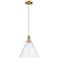 Arcadia Berkshire Glass 12"W Brushed Brass Cord Pendant w/ Clear Shade