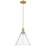 1_Arcadia Berkshire Glass 12"W Brushed Brass Cord Pendant w/ Seedy Shade