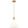 1_Arcadia Berkshire Glass 12"W Brushed Brass Cord Pendant w/ White Shade
