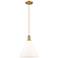 Arcadia Berkshire Glass 12"W Brushed Brass Cord Pendant w/ White Shade