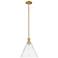 Arcadia Berkshire Glass 12"W Brushed Brass Stem Pendant w/ Clear Shade