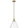 Arcadia Berkshire Glass 12"W Brushed Brass Stem Pendant w/ Seedy Shade