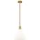 Arcadia Berkshire Glass 12"W Brushed Brass Stem Pendant w/ White Shade