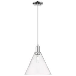 Arcadia Berkshire Glass 12"W Chrome Cord Mini Pendant w/ Clear Shade
