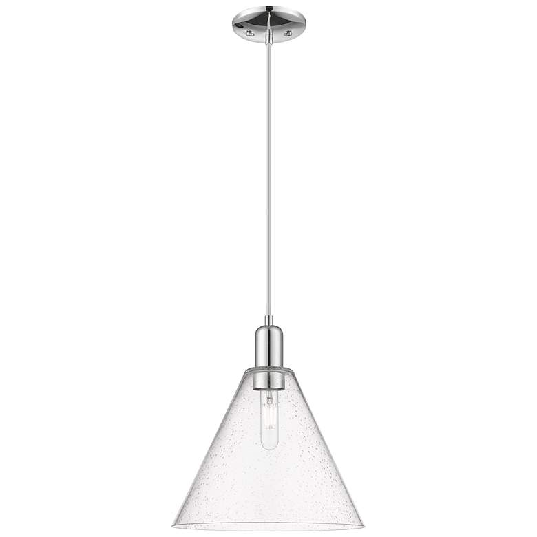 Image 1 Arcadia Berkshire Glass 12"W Chrome Cord Mini Pendant w/ Seedy Shade