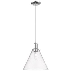 Arcadia Berkshire Glass 12"W Chrome Cord Mini Pendant w/ Seedy Shade