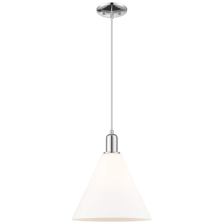 Image 1 Arcadia Berkshire Glass 12"W Chrome Cord Pendant w/ Matte White Shade