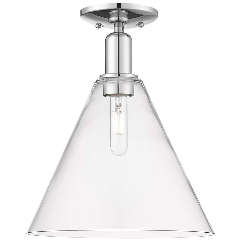 Image 1 Arcadia Berkshire Glass 12"W Chrome Semi.Flush Mount w/ Clear Shade