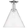 Arcadia Berkshire Glass 12"W Chrome Semi.Flush Mount w/ Clear Shade