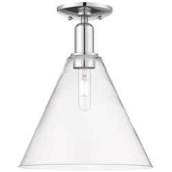 Arcadia Berkshire Glass 12"W Chrome Semi.Flush Mount w/ Clear Shade