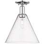 Arcadia Berkshire Glass 12"W Chrome Semi.Flush Mount w/ Seedy Shade