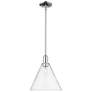 Arcadia Berkshire Glass 12"W Chrome Stem Mini Pendant w/ Clear Shade