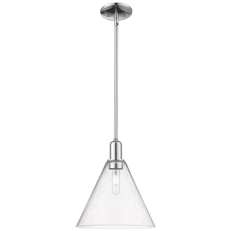 Image 1 Arcadia Berkshire Glass 12"W Chrome Stem Mini Pendant w/ Seedy Shade