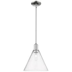 Arcadia Berkshire Glass 12"W Chrome Stem Mini Pendant w/ Seedy Shade