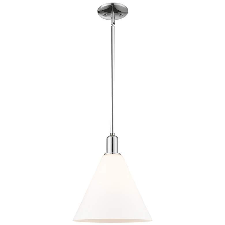 Image 1 Arcadia Berkshire Glass 12"W Chrome Stem Pendant w/ Matte White Shade