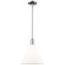 Arcadia Berkshire Glass 12"W Chrome Stem Pendant w/ Matte White Shade