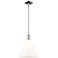 Arcadia Berkshire Glass 12"W Chrome Stem Pendant w/ Matte White Shade