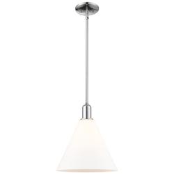 Arcadia Berkshire Glass 12"W Chrome Stem Pendant w/ Matte White Shade