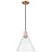Arcadia Berkshire Glass 12"W Copper Cord Mini Pendant w/ Clear Shade