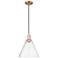 Arcadia Berkshire Glass 12"W Copper Cord Mini Pendant w/ Seedy Shade