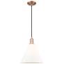 1_Arcadia Berkshire Glass 12"W Copper Cord Pendant w/ Matte White Shade