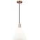 Arcadia Berkshire Glass 12"W Copper Cord Pendant w/ Matte White Shade