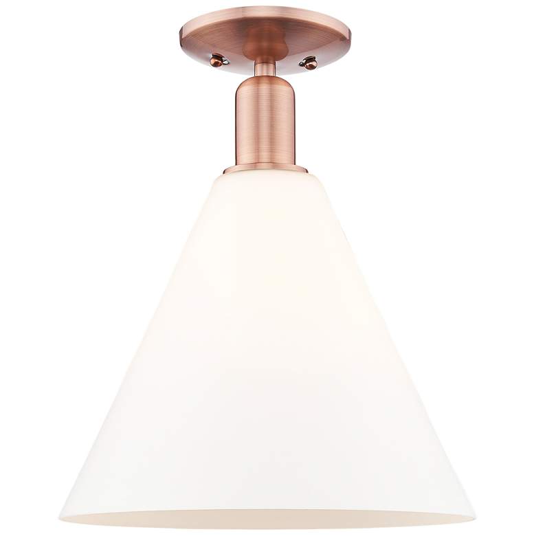 Image 1 Arcadia Berkshire Glass 12"W Copper Semi-Flush w/ Matte White Shade