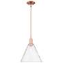 Arcadia Berkshire Glass 12"W Copper Stem Mini Pendant w/ Clear Shade