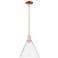 Arcadia Berkshire Glass 12"W Copper Stem Mini Pendant w/ Clear Shade