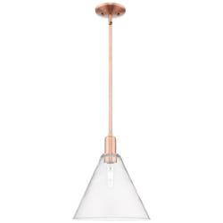 Arcadia Berkshire Glass 12"W Copper Stem Mini Pendant w/ Clear Shade
