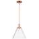 Arcadia Berkshire Glass 12"W Copper Stem Mini Pendant w/ Seedy Shade