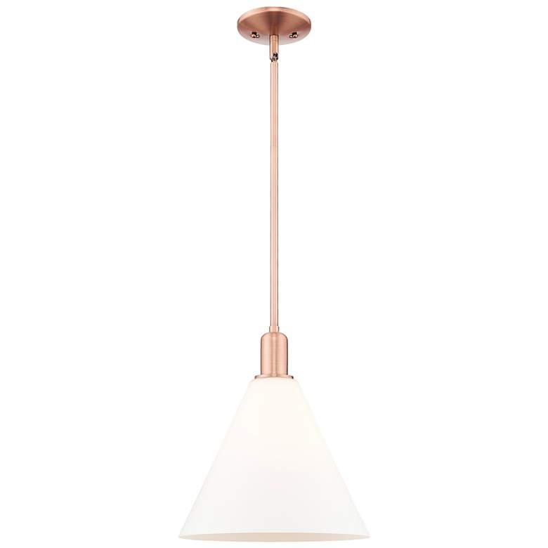 Image 1 Arcadia Berkshire Glass 12"W Copper Stem Pendant w/ Matte White Shade