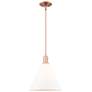Arcadia Berkshire Glass 12"W Copper Stem Pendant w/ Matte White Shade