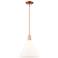 Arcadia Berkshire Glass 12"W Copper Stem Pendant w/ Matte White Shade