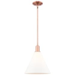 Arcadia Berkshire Glass 12"W Copper Stem Pendant w/ Matte White Shade