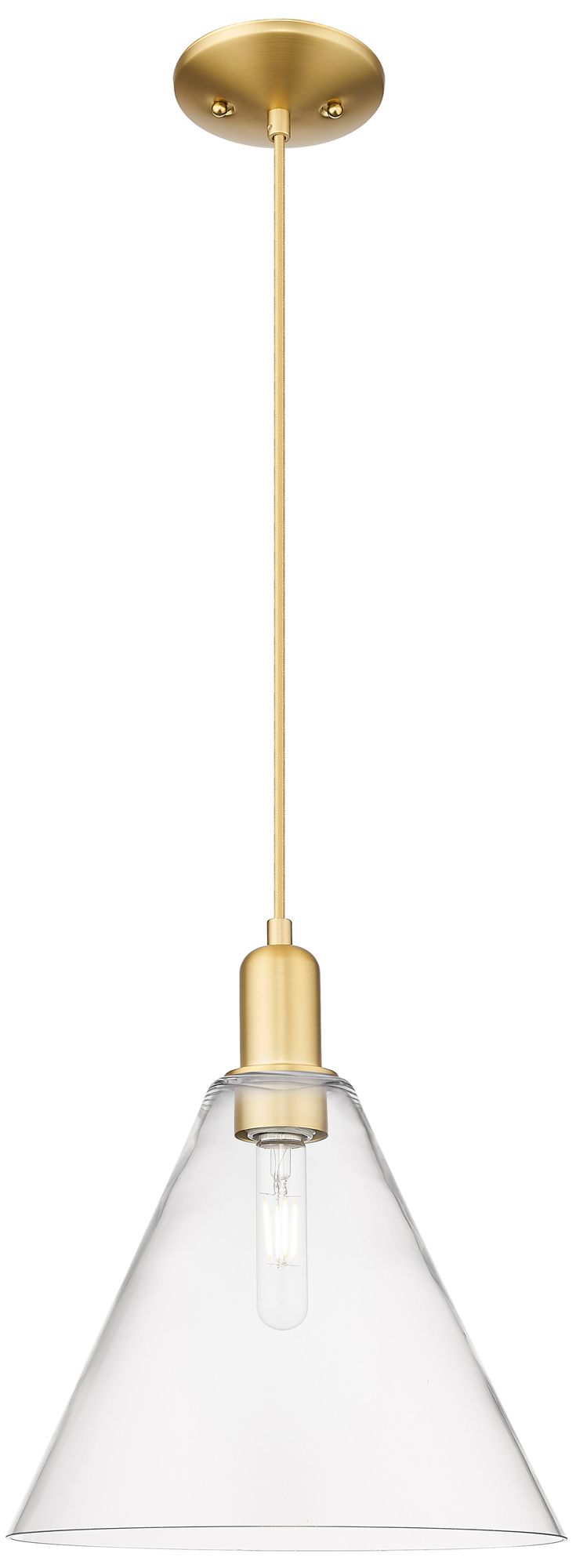 Arcadia Berkshire Glass 12"W Gold Cord Mini Pendant w/ Clear Shade