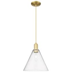 Arcadia Berkshire Glass 12"W Gold Cord Mini Pendant w/ Seedy Shade