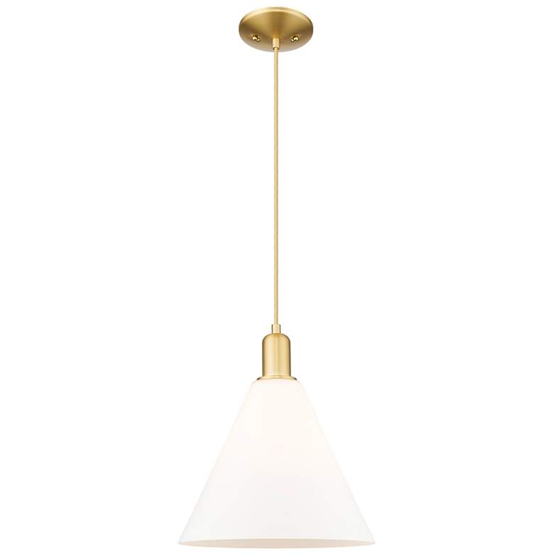 Image 1 Arcadia Berkshire Glass 12"W Gold Cord Pendant w/ Matte White Shade