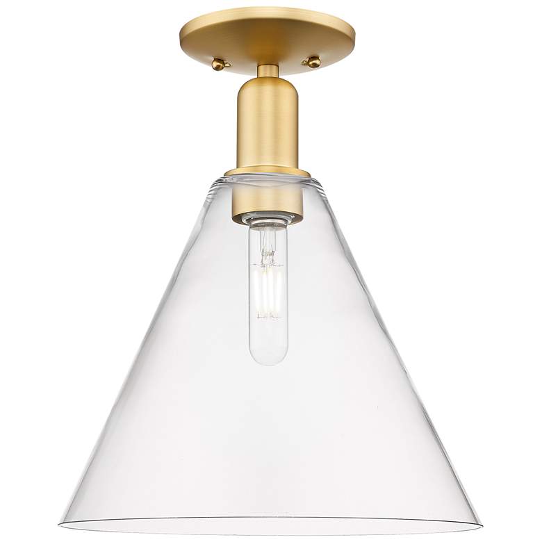 Image 1 Arcadia Berkshire Glass 12"W Gold Semi.Flush Mount w/ Clear Shade
