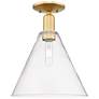 Arcadia Berkshire Glass 12"W Gold Semi.Flush Mount w/ Clear Shade