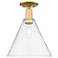 Arcadia Berkshire Glass 12"W Gold Semi.Flush Mount w/ Clear Shade